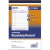 TOPS 46260 Receiving Record Book, 5 1/2 x 7 7/8, Three-Part Carbonless, 50 Sets/Book