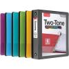 Cardinal Two Tone 3 Ring Binders, Binders for School and Office, Black/Rainbow, Durable 1.5 inch Round Rings, Holds 350 Sheets, Presentation Cover, Clear Pockets, Non-Stick, 6 Pack (1000834)