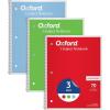 Oxford 1-Subject Notebooks, Notebooks for School, 8 x 10.5 Inches, College Rule, 70 Sheets, Assorted Primary Colors, 3 Pack, Colors May Vary (1006792)