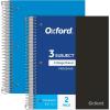 Oxford 3 Subject Spiral Notebook, Notebooks for School, Plastic Covers, Back to School Supplies, College Ruled, 150 Sheets, 2 Pack, Black and Blue (1009293)