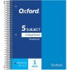 Oxford 5 Subject Spiral Notebook, Notebooks for School, Plastic Covers, Back to School Supplies, College Ruled, 200 Sheets, 1 Pack, Bright Blue (1009294)