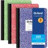 Oxford Composition Notebooks, 3 Pack, Cover Colors Vary, College Ruled Paper, 9-3/4 x 7-1/2 Inch School Journals, Assorted Marble Covers, 100 Sheets per Book (1002518)