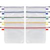 Oxford Reinforced Zip Pouches, 10 Pack, 13-3/16″ x 10-7/16″, Translucent Poly Bag, White Mesh Lining, Red, Yellow, Green, Purple, Blue Zippers (77707)
