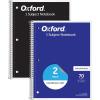 Oxford Spiral Notebooks, College Ruled Spiral Notebooks for School, 1-Subject for School, College Ruled Paper, 3-Hole Punch, 70 Sheets, 8 x 10.5 Inches, Black, Blue, Single Subject, 2 Pack (1002522)