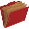 Pendaflex Pressboard Classification File Folders, 3 Dividers, 2″ Embedded Fasteners, 2/5 Tab Cut, Letter Size, Bright Red, Box of 10