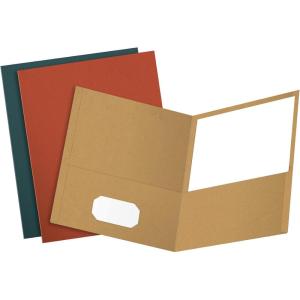 EarthWise by Oxford Two-Pocket Folders, Natural, Letter Size, 25 per Box, (78542)(Assorted Colors)