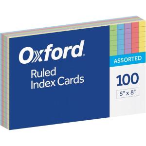 Oxford Index Cards, Assorted Colors, 5″ x 8″, Ruled, 100-Pack (35810)(100-Pack)