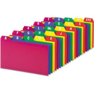 Oxford Poly Index Card Guide Set, 3 x 5 Inches, A-Z, 1/5 Inch Cut Tabs, Assorted Colors, 25 per Set (73153)(3 x 5 Inches)