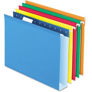 Pendaflex Extra Capacity Hanging File Folders, Letter Size, Reinforced, 2 Inch Expansion, Assorted Colors, 25 Per Box (4152X2 ASST)(Assorted Colors)