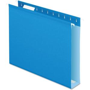 Pendaflex Extra Capacity Hanging File Folders, Letter Size, Reinforced, 2 Inch Expansion, Assorted Colors, 25 Per Box (4152X2 ASST)(Blue)