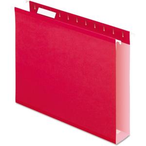 Pendaflex Extra Capacity Hanging File Folders, Letter Size, Reinforced, 2 Inch Expansion, Assorted Colors, 25 Per Box (4152X2 ASST)(Red)