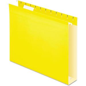 Pendaflex Extra Capacity Hanging File Folders, Letter Size, Reinforced, 2 Inch Expansion, Assorted Colors, 25 Per Box (4152X2 ASST)(Yellow)