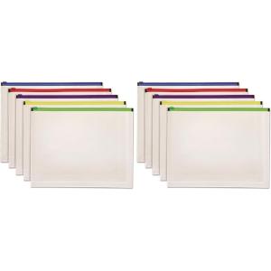 Pendaflex Poly Zip Envelope, Plastic Expanding File Pockets, Clear Zipper Pouches, Plastic Envelopes with Secure Closure, Letter Size, Assorted Color Zippers, 1 inch Expansion, 5 per Pack (85292)(1 Count (Pack of 2))