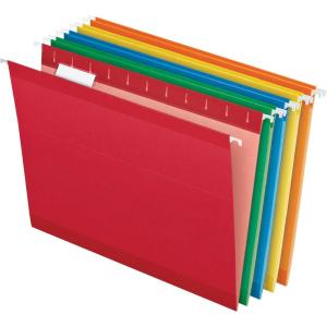 Pendaflex Reinforced Hanging Folders, Letter Size, Assorted Colors 1/5 Cut, Tabs and Inserts, 25 Per Box (41522AMZ)(Classic)