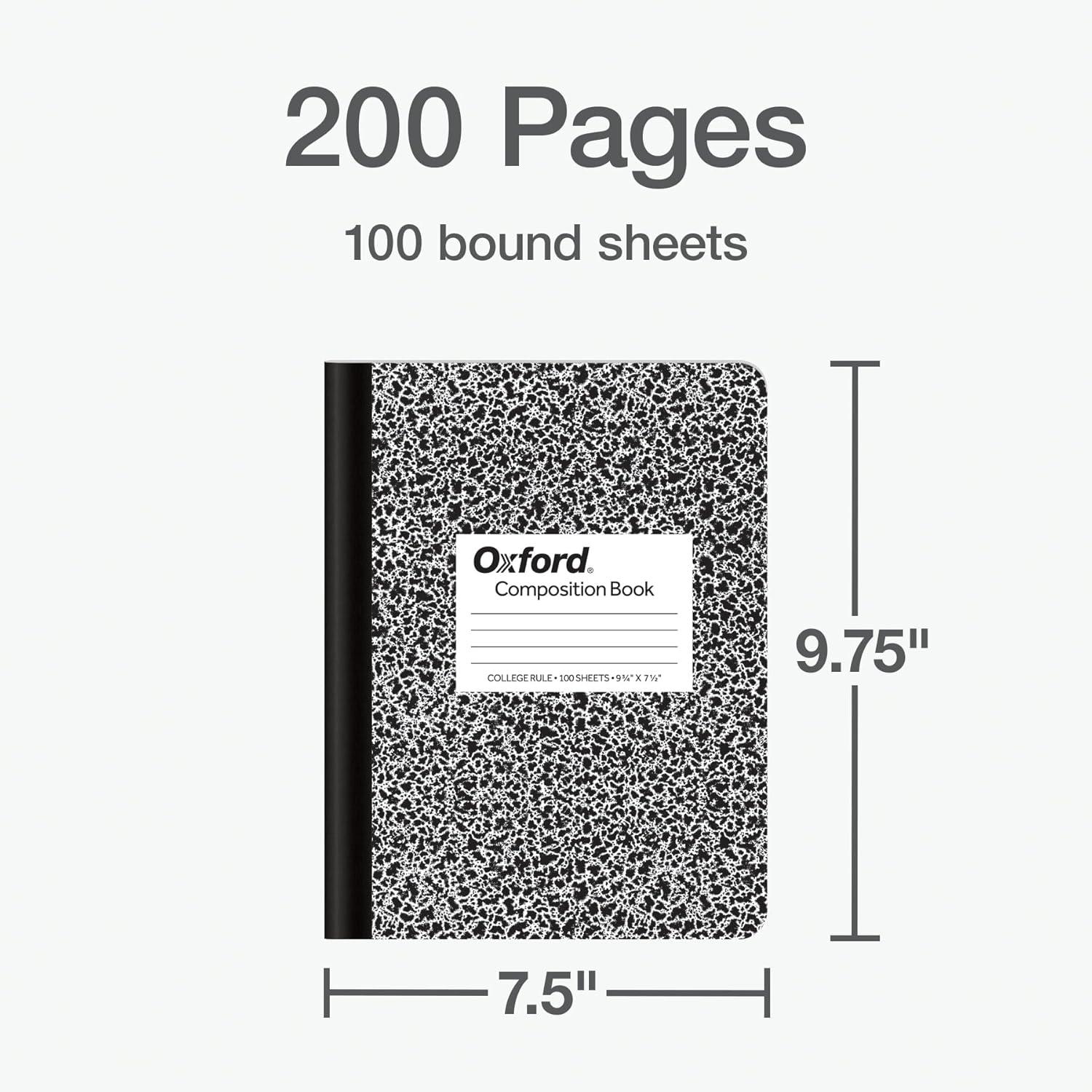 imageOxford Composition Notebooks 934 x 712 Inch School Journals College Ruled Paper Black Marble Covers 100 Sheets per Book 2 Pack 1002515