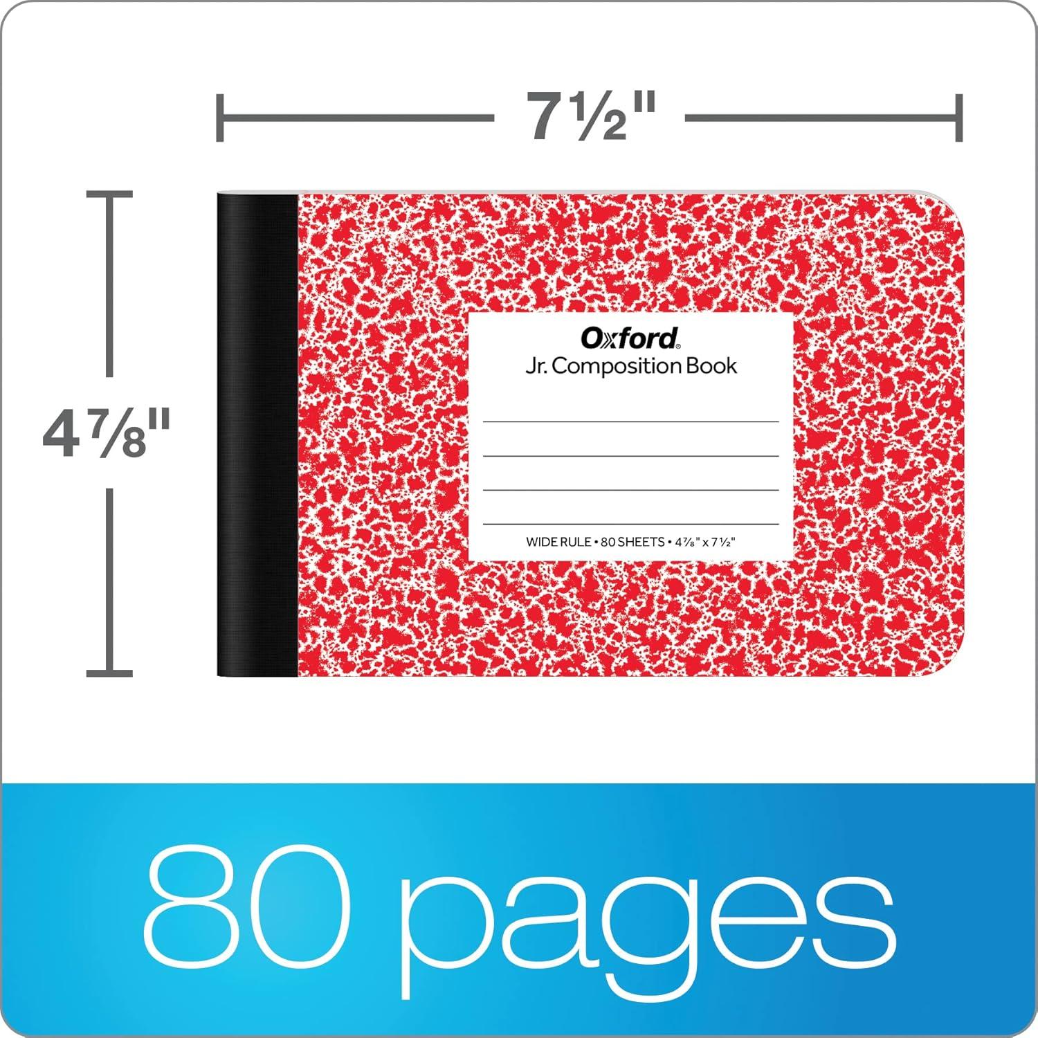 imageOxford Jr Composition Notebooks Notebooks for School School Supplies Half Size 478 x 712 Inches Wide Ruled Paper Kids Journal 80 Sheets Assorted Primary Covers 6 Pack 63779