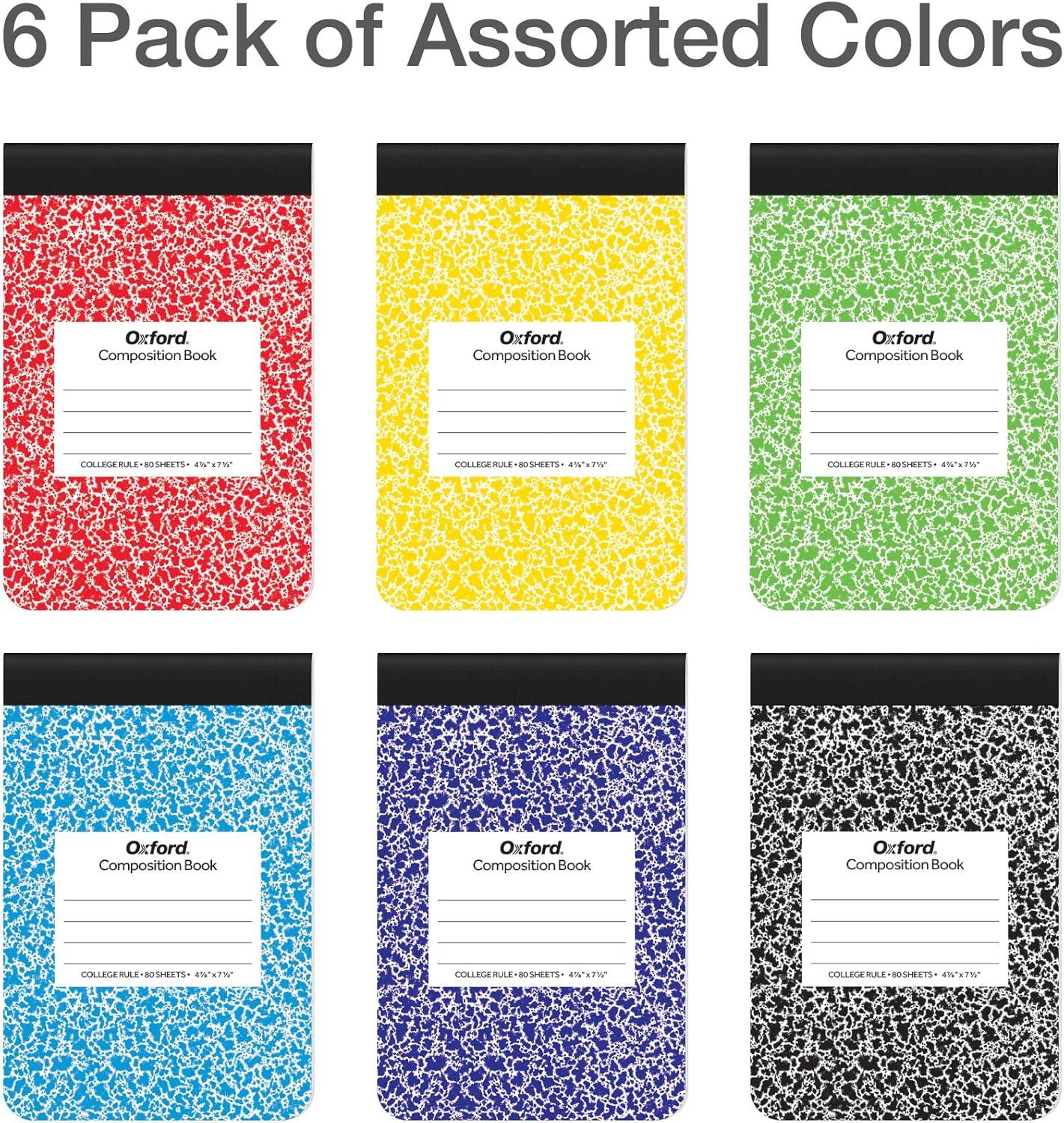 imageOxford Jr Composition Notebooks Notebooks for School School Supplies Half Size Kids Journal 712 x 478 Inches College Ruled Paper 80 Sheets Primary Marble Covers 6 Pack 63774