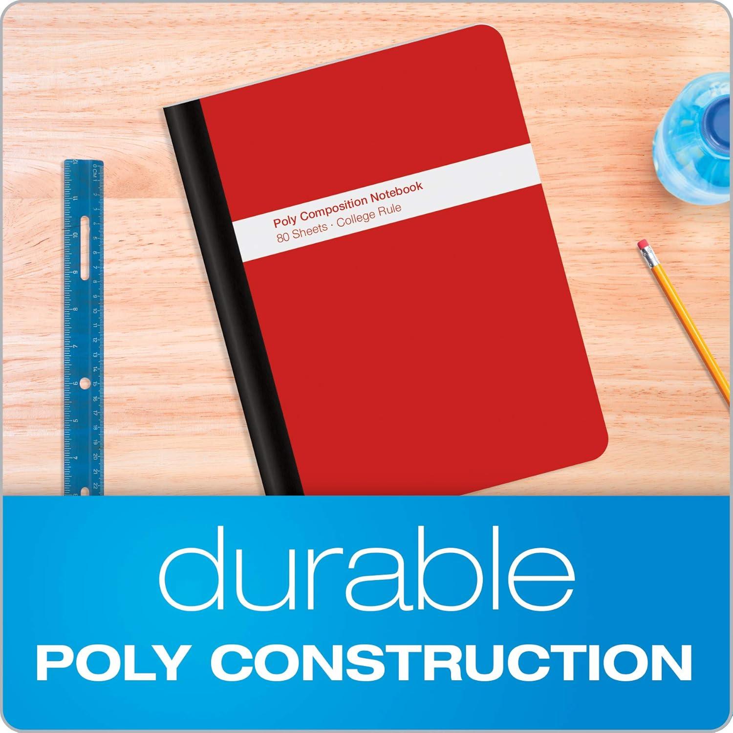 imageOxford Poly Composition Notebook 4 CountPack of 1 Wide Ruled Paper 934 x 712 Inches 80 Sheets Assorted Colors Blue Green Purple Red 64959College Rule