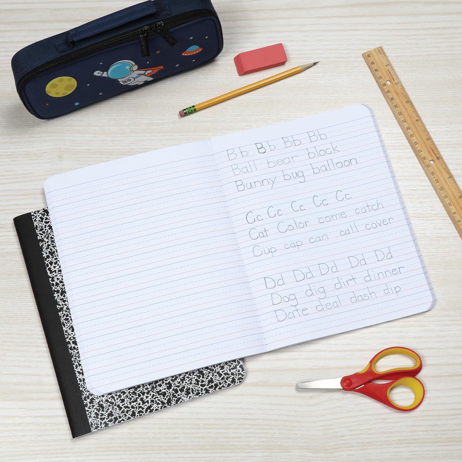 imageOxford Primary Ruled Composition Notebooks 934 x 712 Inches Writing Practice for Kids Grades K2 Black Covers 100 Sheets 2 Pack 1002521