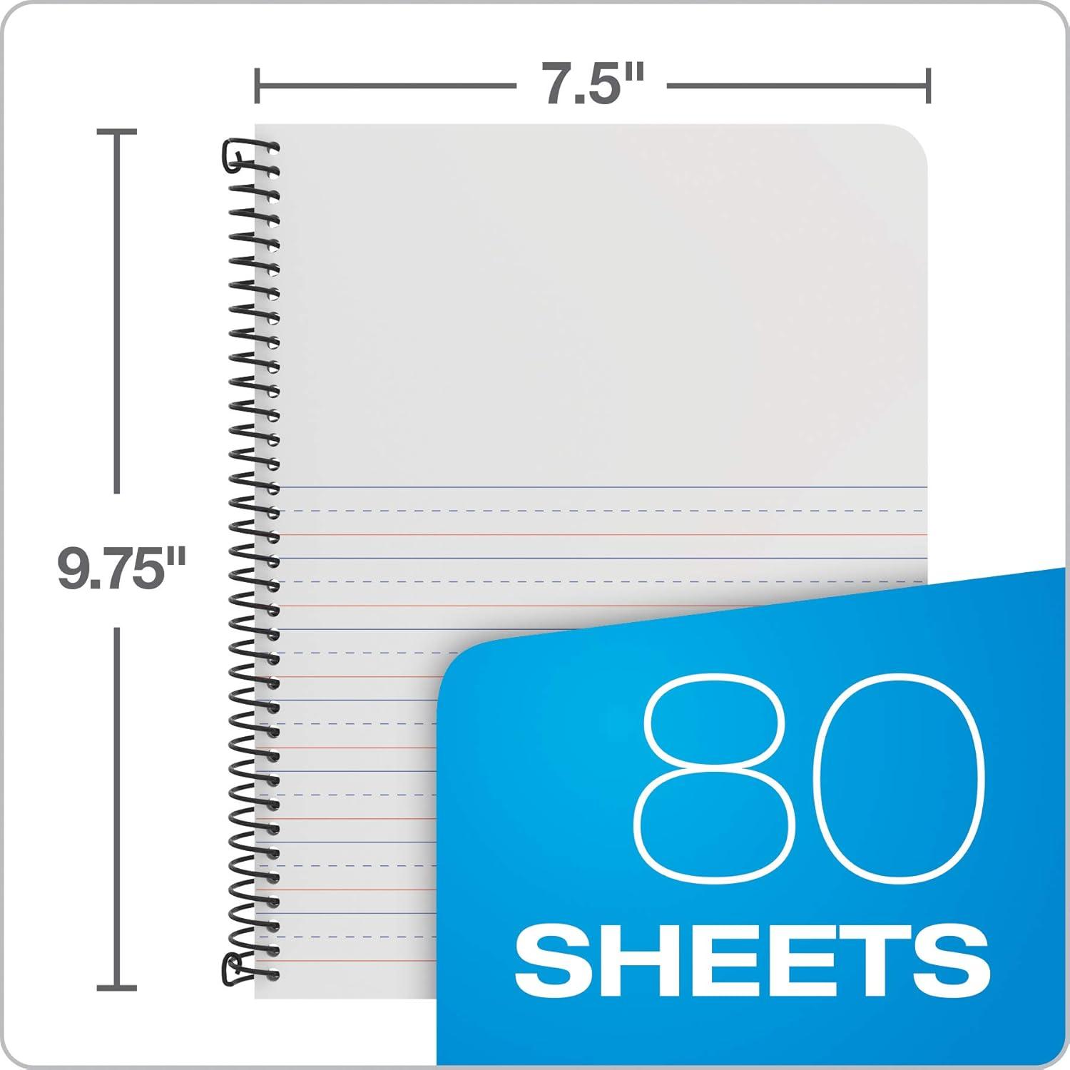 imageOxford Primary Spiral Notebooks WritingDrawing Practice PreK K2 Durable Plastic Covers Writing Journals for Kids 80 Sheets 934 x 712 Inch Blue Green Red 3 Pack 89001