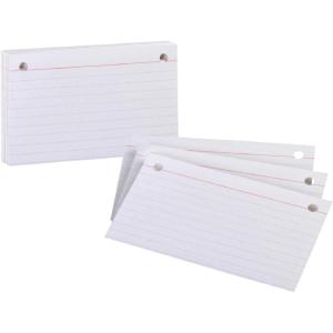 Oxford Index Card Binder Refills, White, 2 Hole Punched, 50/PK (73571)(3″ x 5″)