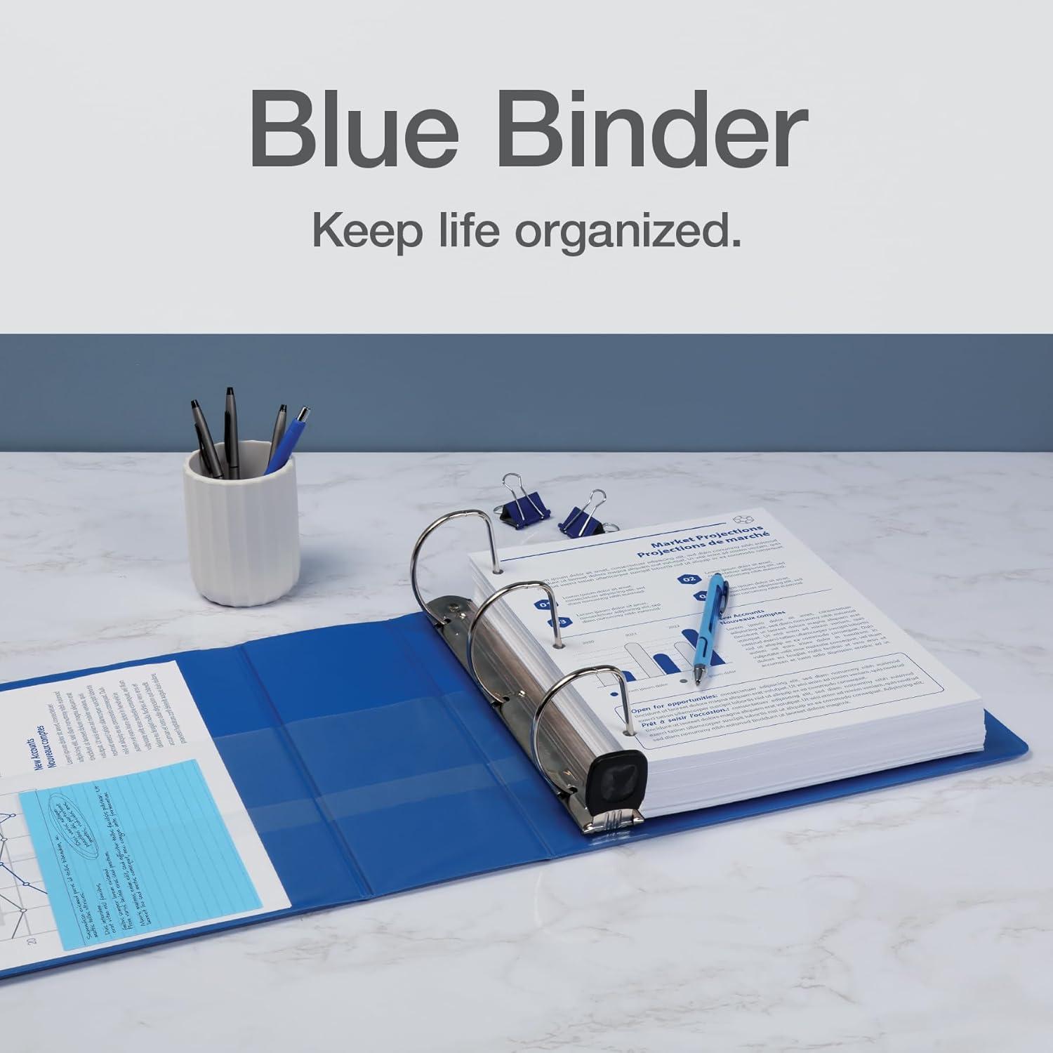 imageOxford 3 Ring Binders Durable Binders for School and Office 4 Inch ONETouch Easy Open D Rings View Binder Covers 4 Interior Pockets PVCFree Holds 880 Sheets Blue 2 Pack 79922