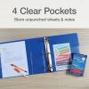 Oxford 3 Ring Binders, Durable Binders for School and Office, 4 Inch, ONE-Touch Easy Open D Rings, View Binder Covers, 4 Interior Pockets, PVC-Free, Holds 880 Sheets, Blue, 2 Pack (79922)
