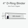 Oxford 3 Ring Binders, Durable Binders for School and Office, 4 Inch, ONE-Touch Easy Open D Rings, View Binder Covers, 4 Interior Pockets, PVC-Free, Holds 880 Sheets, Blue, 2 Pack (79922)
