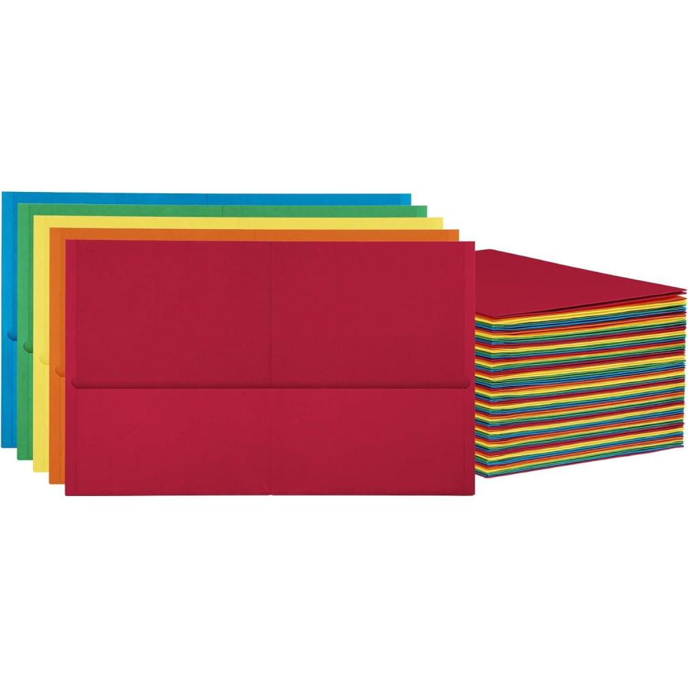 imageOxford 2 Pocket Folders Mega Box of 125 Textured Paper Folders Black Letter Size Essentials for School ampamp Teacher Supplies Lists 57542Assorted
