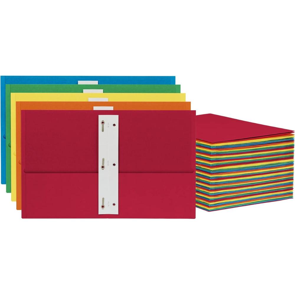 imageOxford 2 Pocket Folders wProngs Mega Box of 125 Textured Paper Folders Asst Colors Light Blue Green Yellow Orange Red Letter Size 57716Assorted