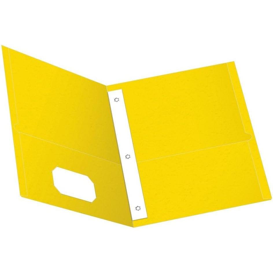 imageOxford TwoPocket Folders wFasteners Yellow Letter Size 25 per Box 57709Yellow