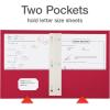 Oxford 2 Pocket Folders w/Prongs, Mega Box of 125, Textured Paper Folders, Asst Colors (Light Blue, Green, Yellow, Orange, Red), Letter Size (57716)(Red)