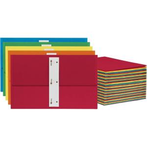 Oxford 2 Pocket Folders w/Prongs, Mega Box of 125, Textured Paper Folders, Asst Colors (Light Blue, Green, Yellow, Orange, Red), Letter Size (57716)(Assorted)