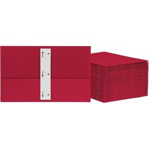Oxford 2 Pocket Folders w/Prongs, Mega Box of 125, Textured Paper Folders, Asst Colors (Light Blue, Green, Yellow, Orange, Red), Letter Size (57716)(Red)