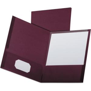 Oxford Linen Finish Two-Pocket Folders, Burgundy, Letter Size, 25 per Box(Burgundy)