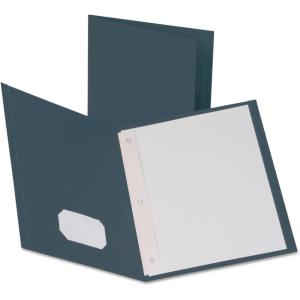 Oxford Two-Pocket Folders w/Fasteners, Yellow, Letter Size, 25 per Box (57709)(Dark Blue)