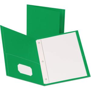 Oxford Two-Pocket Folders w/Fasteners, Yellow, Letter Size, 25 per Box (57709)(Green)