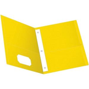Oxford Two-Pocket Folders w/Fasteners, Yellow, Letter Size, 25 per Box (57709)(Yellow)