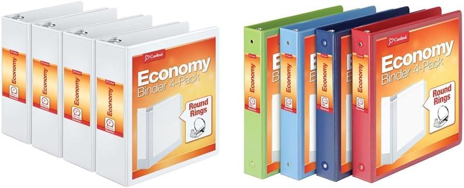 imageCardinal Economy 3 Ring Binder 1 Inch Presentation View White Holds 225 Sheets Nonstick PVC Free 4 Pack of Binders 795103Inch