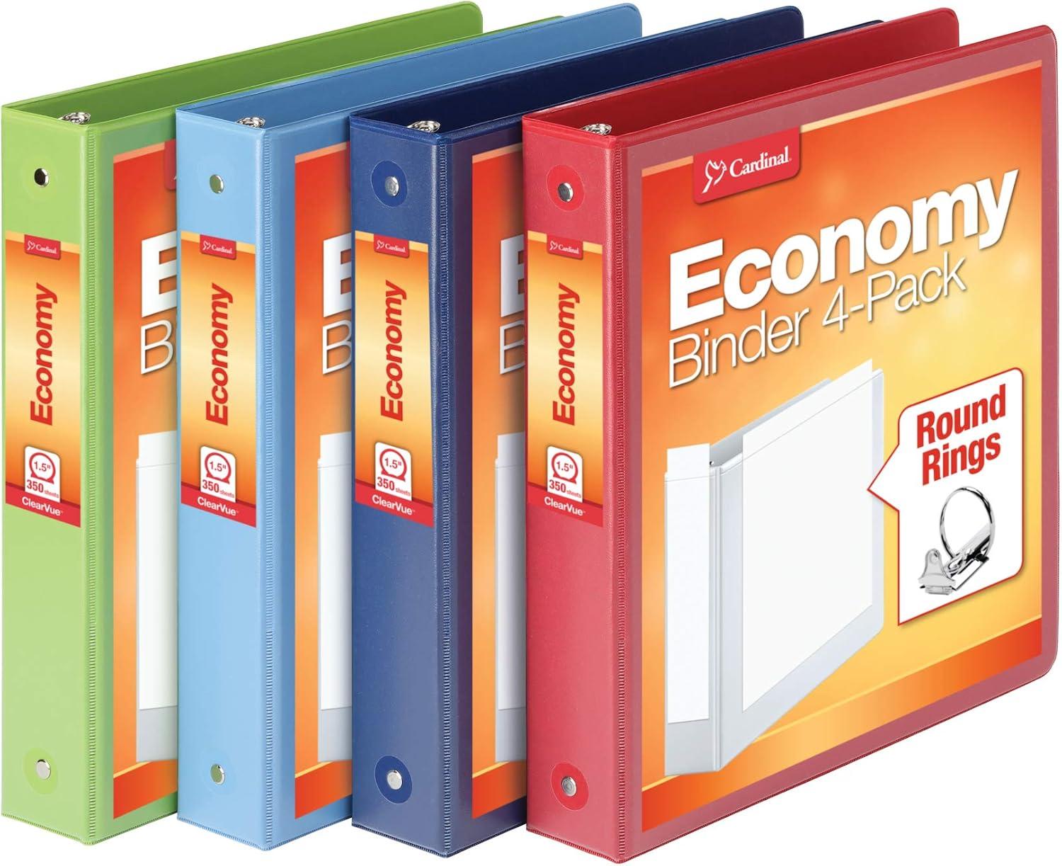 imageCardinal Economy 3 Ring Binder 1 Inch Presentation View White Holds 225 Sheets Nonstick PVC Free 4 Pack of Binders 795103Inch
