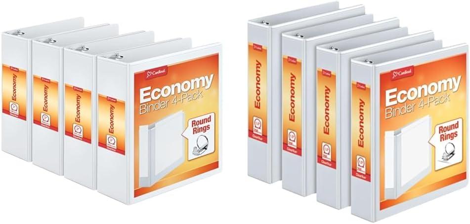 imageCardinal Economy 3 Ring Binder 1 Inch Presentation View White Holds 225 Sheets Nonstick PVC Free 4 Pack of Binders 795103Inch
