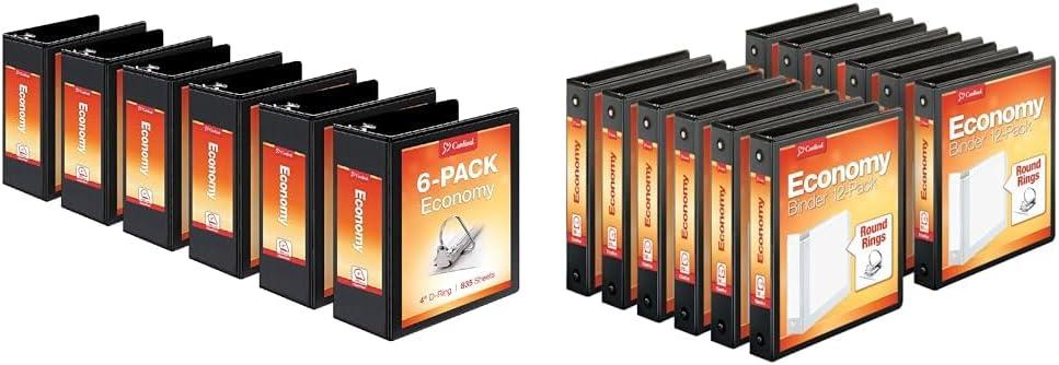 imageCardinal Economy 3Ring Binders 4quot SlantD Rings Holds 835 Sheets ClearVue Presentation View NonStick White Case of 6 90781Black
