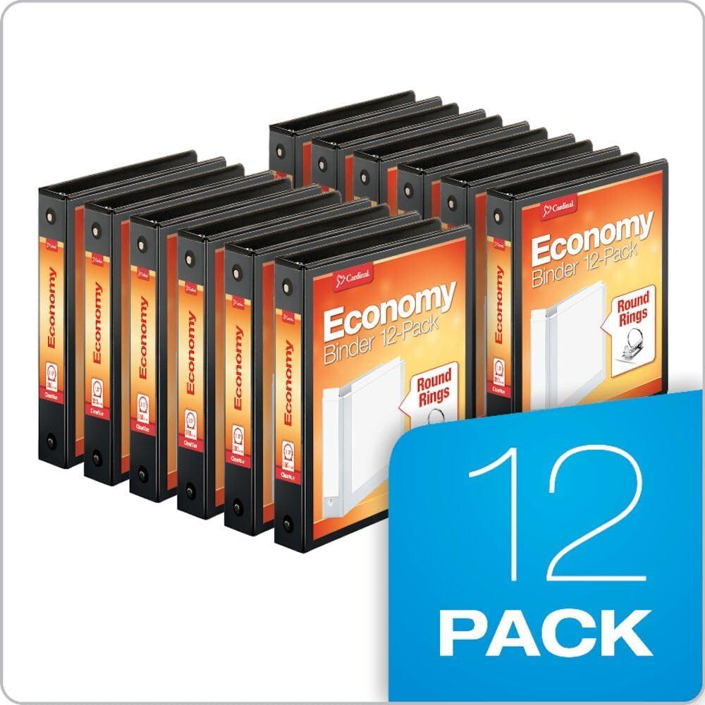imageCardinal Economy 3Ring Binders 4quot SlantD Rings Holds 835 Sheets ClearVue Presentation View NonStick White Case of 6 90781Black