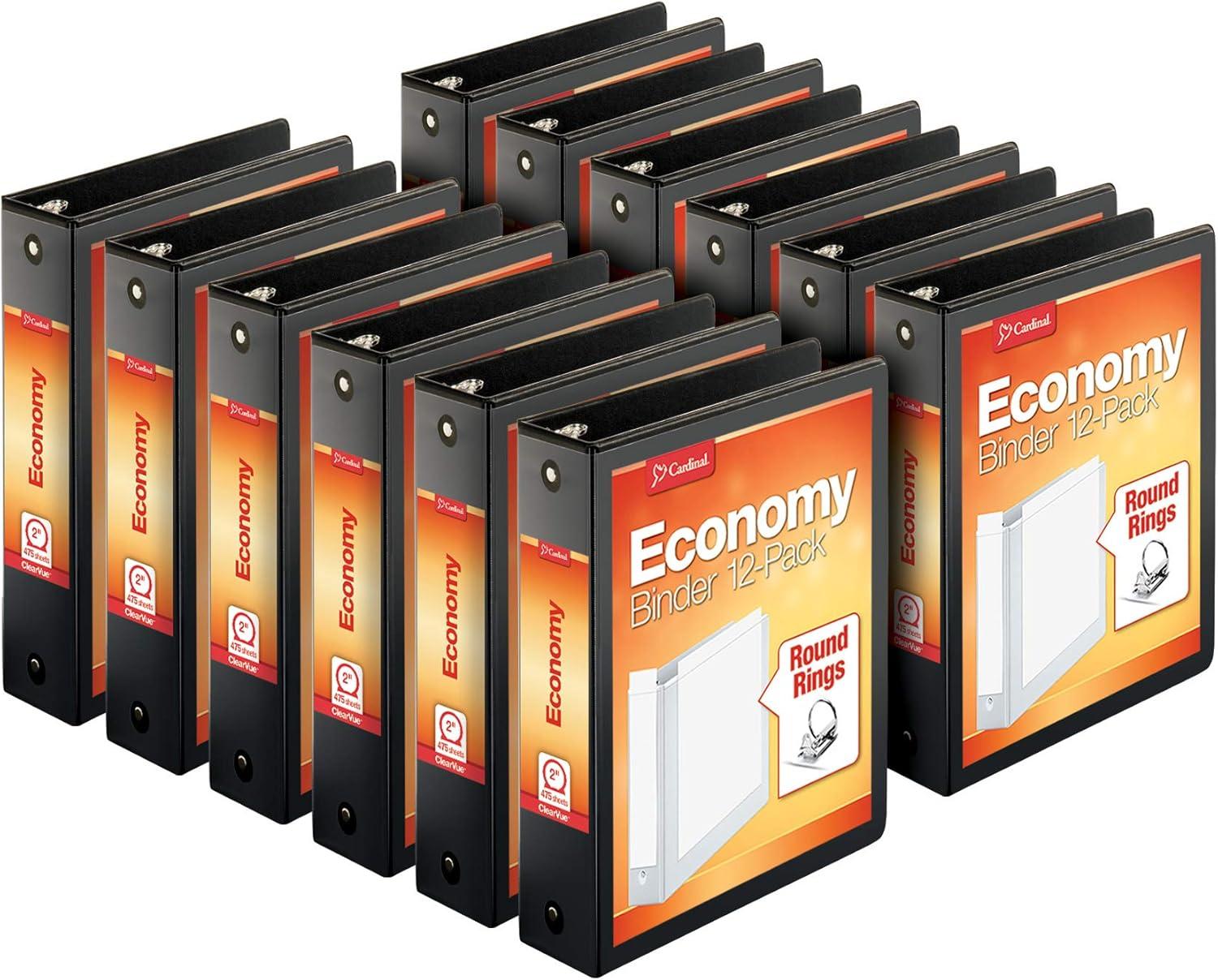 imageCardinal Economy 3Ring Binders 4quot SlantD Rings Holds 835 Sheets ClearVue Presentation View NonStick White Case of 6 90781Black
