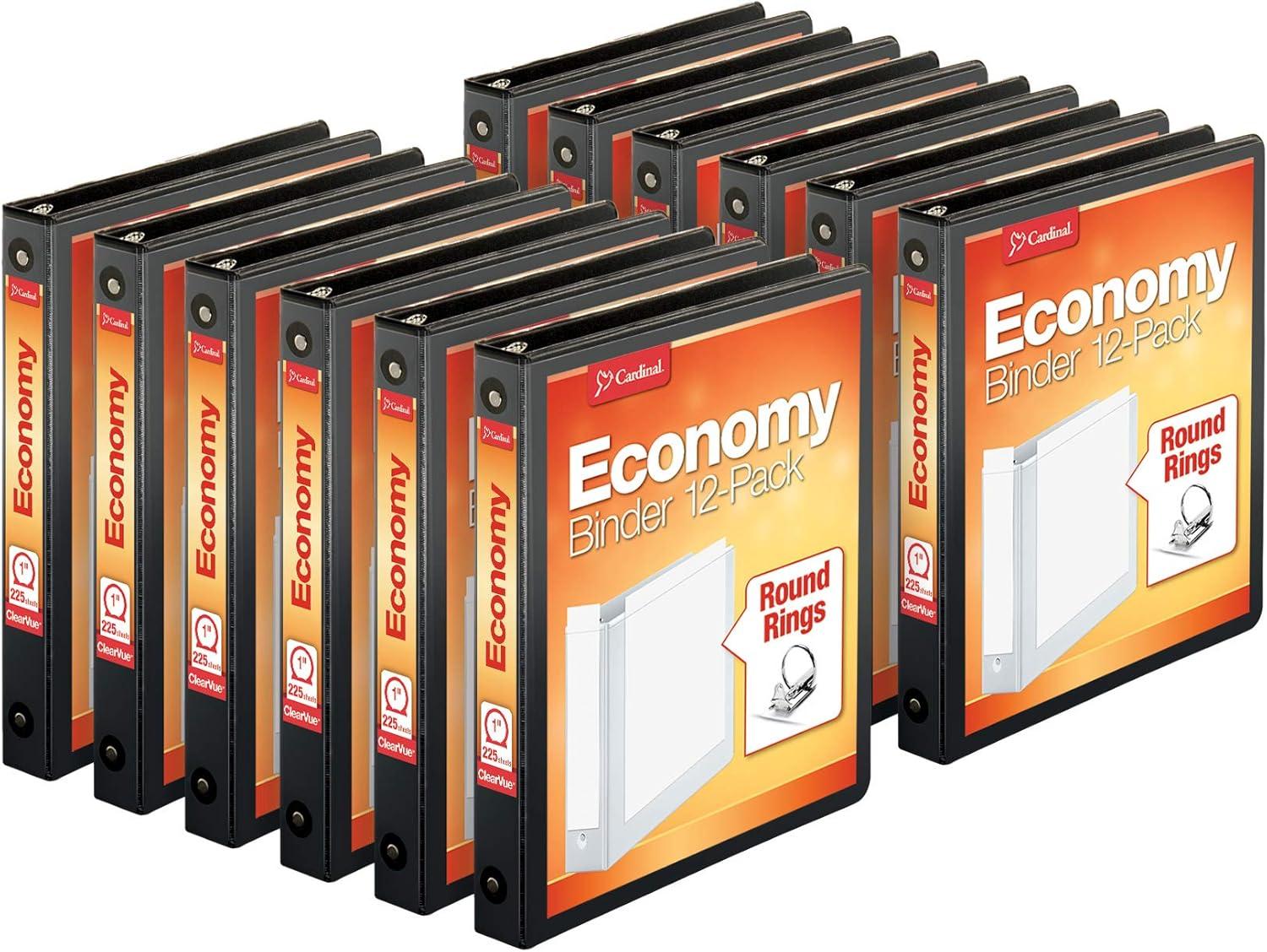 imageCardinal Economy 3Ring Binders 4quot SlantD Rings Holds 835 Sheets ClearVue Presentation View NonStick White Case of 6 90781Black
