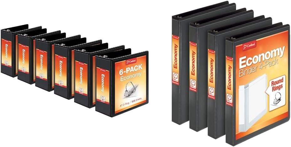 imageCardinal Economy 3Ring Binders 4quot SlantD Rings Holds 835 Sheets ClearVue Presentation View NonStick White Case of 6 90781Black
