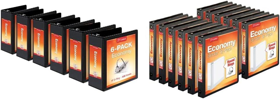 imageCardinal Economy 3Ring Binders 4quot SlantD Rings Holds 835 Sheets ClearVue Presentation View NonStick White Case of 6 90781Black
