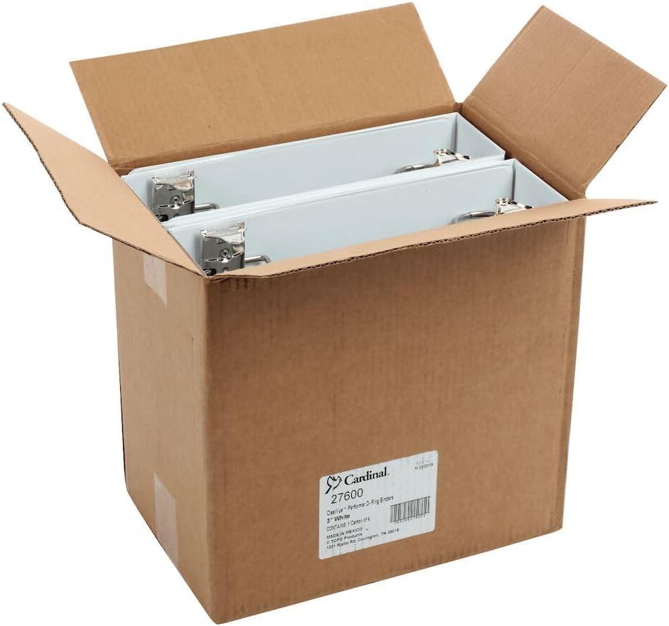 imageCardinal Performer 3Ring Binders 3quot NonLocking SlantD Rings 725Sheet Capacity ClearVue Presentation NonStick PVCFree White 4Pack 27600White