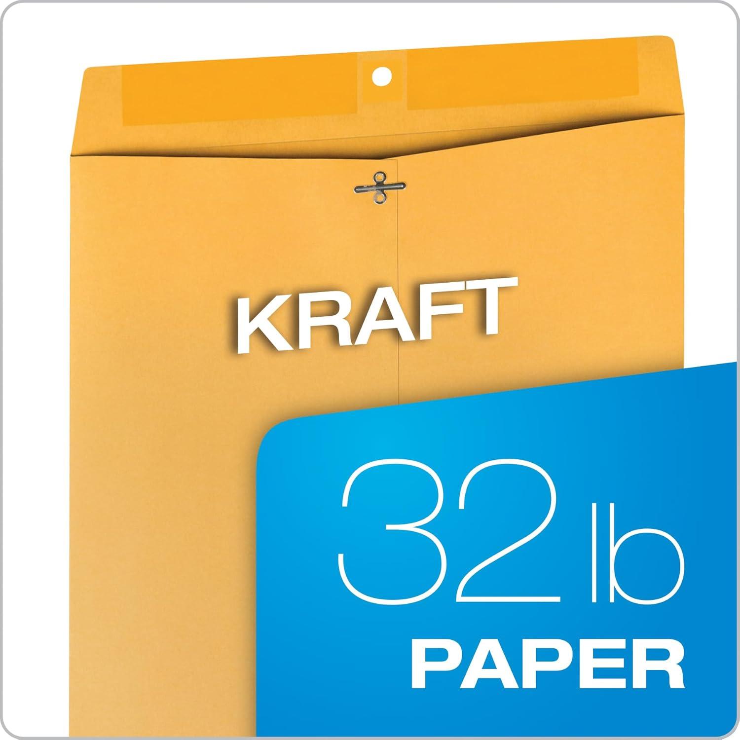 imageQuality Park 12 x 1512 Clasp Envelopes Clasp and Gummed Closures for Oversized Papers Drawings or Posters 32 lb Kraft Paper 100Box QUA3781012 x 155