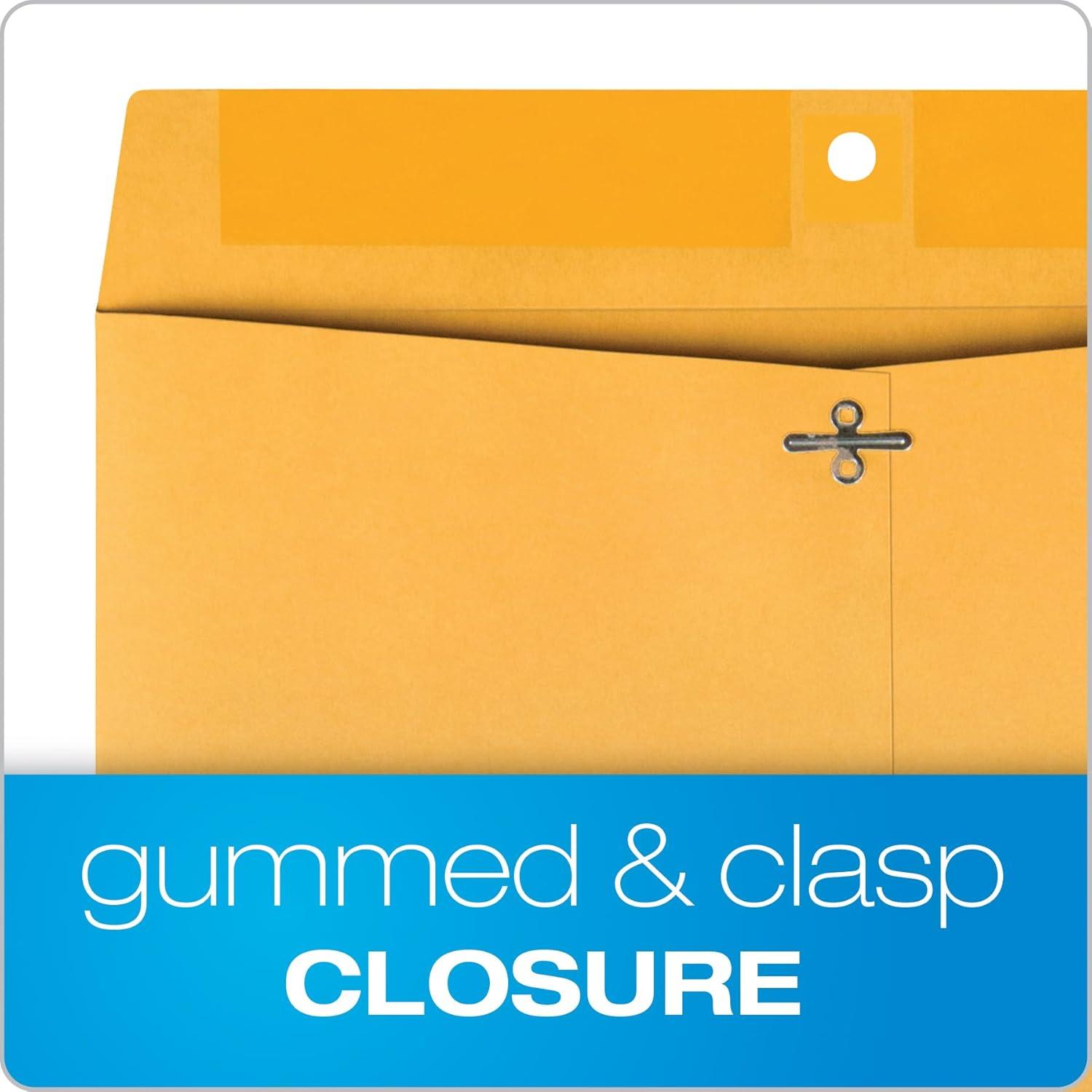 imageQuality Park 12 x 1512 Clasp Envelopes Clasp and Gummed Closures for Oversized Papers Drawings or Posters 32 lb Kraft Paper 100Box QUA3781012 x 155